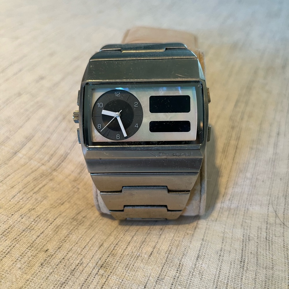 Vestal Silver and Black Smartwatch with Dual Display